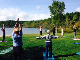 Saturday yoga at Lake Mansfield in Great Barrington in May and June 