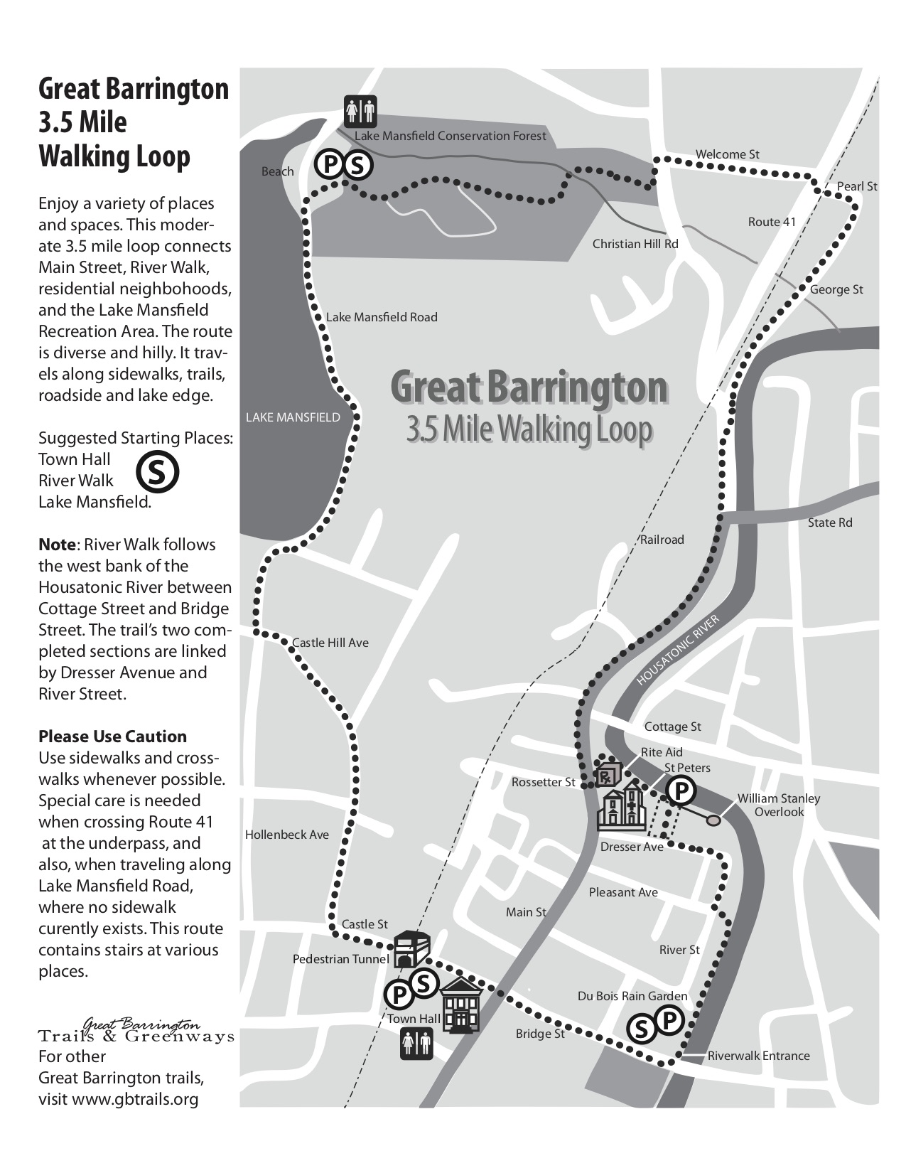 Great Barrington Walking Loop trail map
