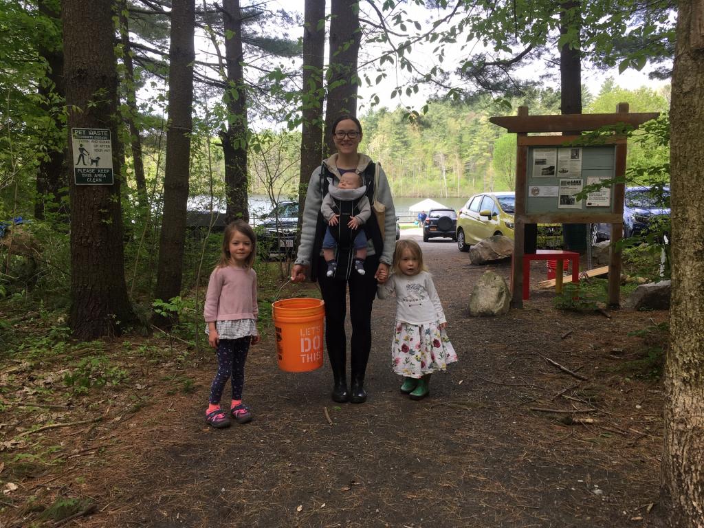 A new Lake Mansfield family searched for litter and explored the improved trails.