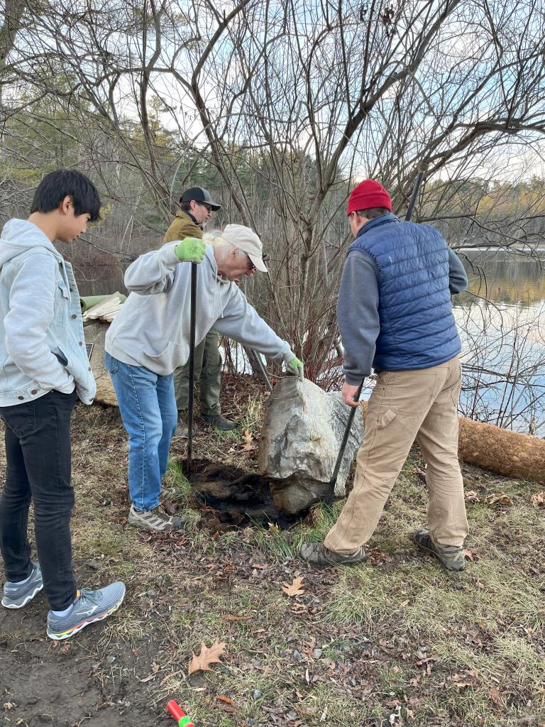 As the sun began to set, the squad took on the relocation of a boulder to get ready for our next work session.