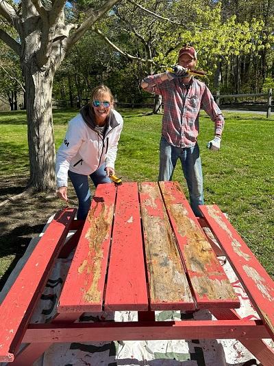 Lake Mansfeild picnic tables really needed some TLC!