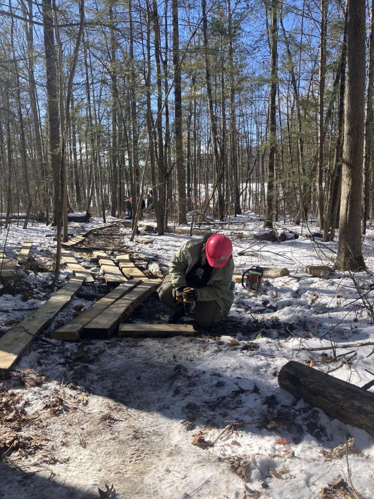 All the support base logs were checked and replaced as needed, then the new material was leveled and secured