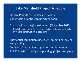 Lake Mansfield improvements timeline