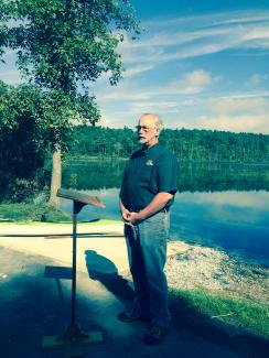 A DFG Commissioner Ron Amidon & volunteers celebrated the boat launch improvements with a ribbon cutting on 9.17.18