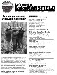 Lake Mansfield Newsletter Cover - 2012