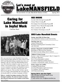 Lake Mansfield Newsletter Cover - 2013